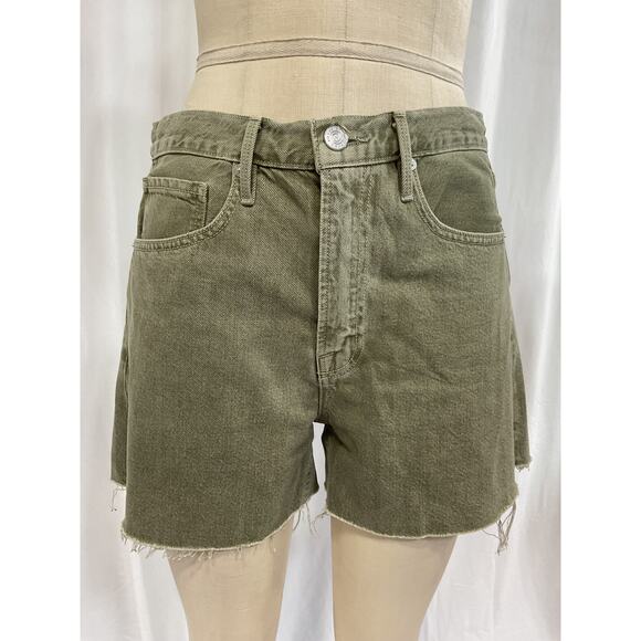 Frame 'Le' Green Super High Waist Denim Shorts Size 27 - Picture 2 of 5